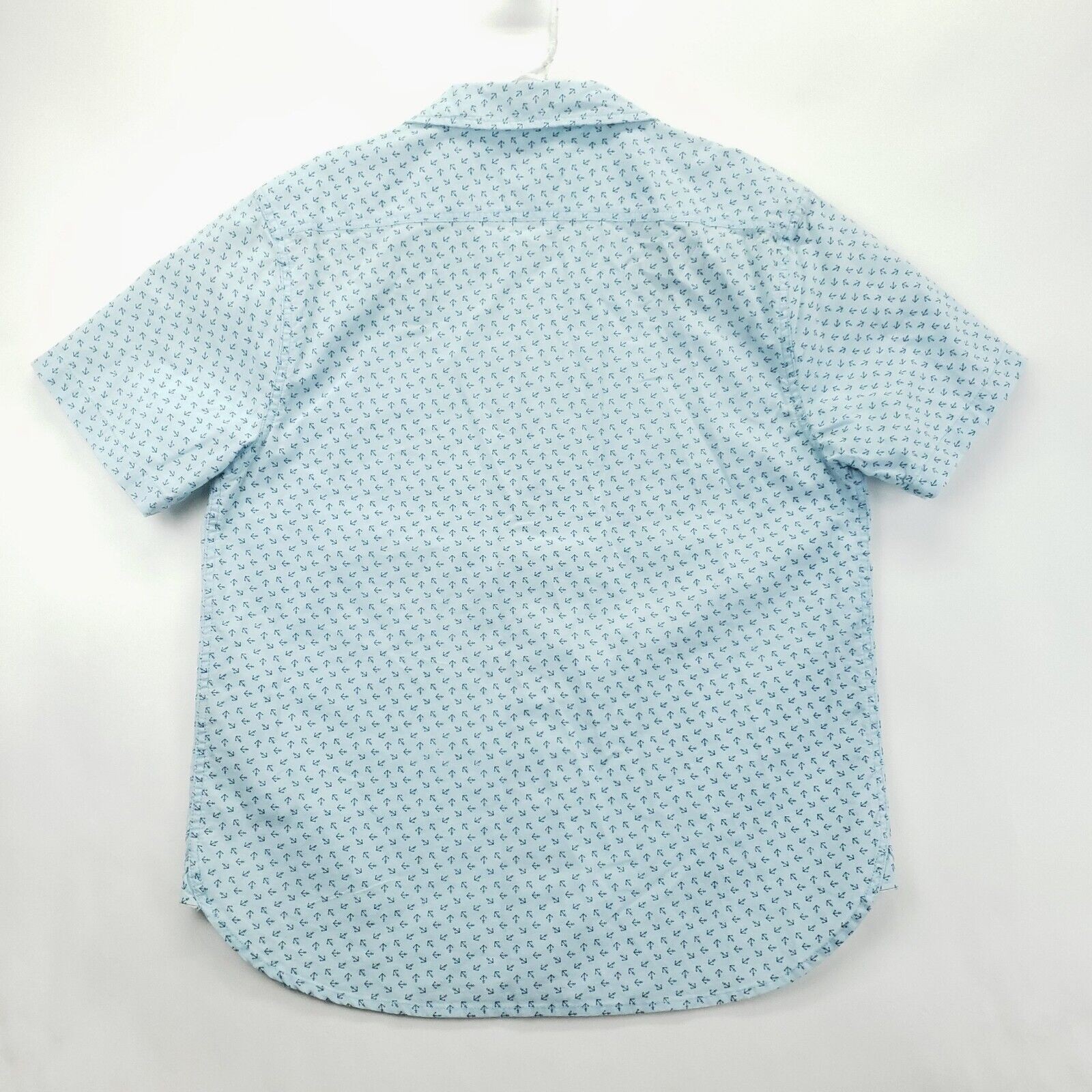 True Grit Shirt Mens Medium Aqua Blue Cotton Anchor Nautical Classic Button-Up