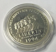 1994 P Women In Military Service Proof Commemorative Silver Dollar -90% Silver