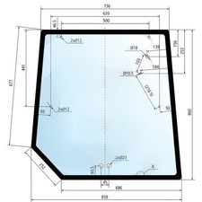 Vetro lunotto posteriore per trattore Massey Frerguson Landini Valtra Challenger