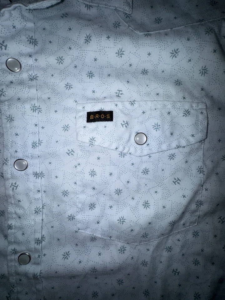 Camisa Howler Bros Pearl Snap Para Hombre Mediana Abstracta Punteada Manga Corta Azul Foto 3 de 4