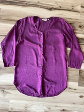 Vtg 90s Victoria s Secret Gold Label 100 Silk Pink Night Shirt Gown S V-Neck