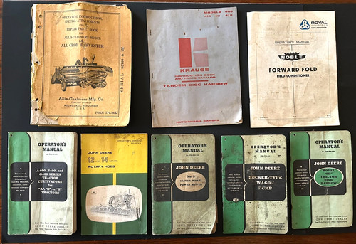 8 Farm Equipment Manuals John Deere + Allis Chalmers + Krause + Noble