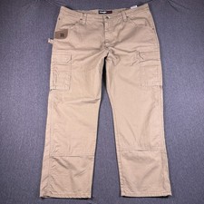 Wrangler Mens Beige Flat Front Straight Leg Riggs Workwear Cargo Pants Sz 42x30