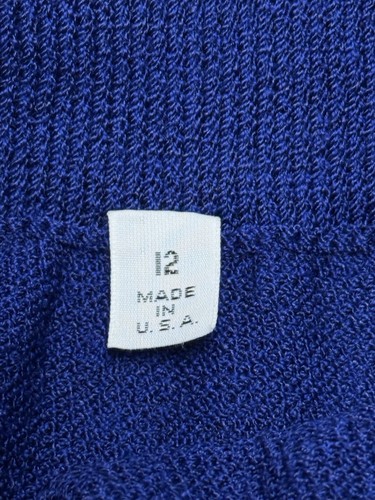 HERMOSO Traje Falda Chaqueta Azul Tejida Santana Colección St John Talla 8/12 ¡2 piezas! - Imagen 7 de 11