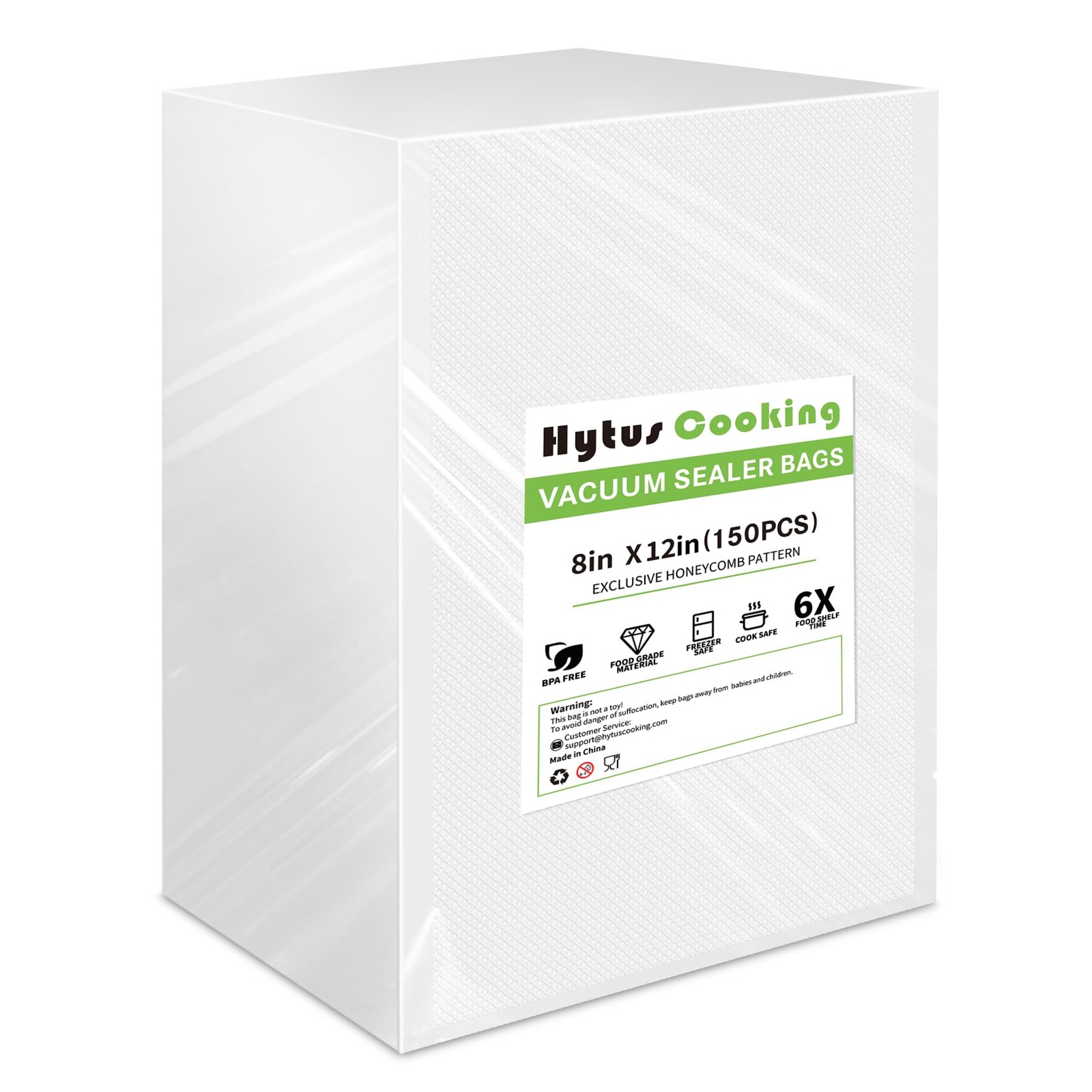 Hytus 150-Pack Quart 8x12 Pre-Cut Vacuum Sealer Bags for Food Storage