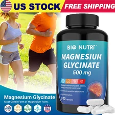 Magnesium Glycinate 500mg 240 Capsules Sleep Stress Anxiety Relief Bone Support