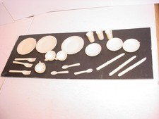 Vintage Marx Dollhouse Plastic Utensils, Plates, Saucers, Cups kitchenware