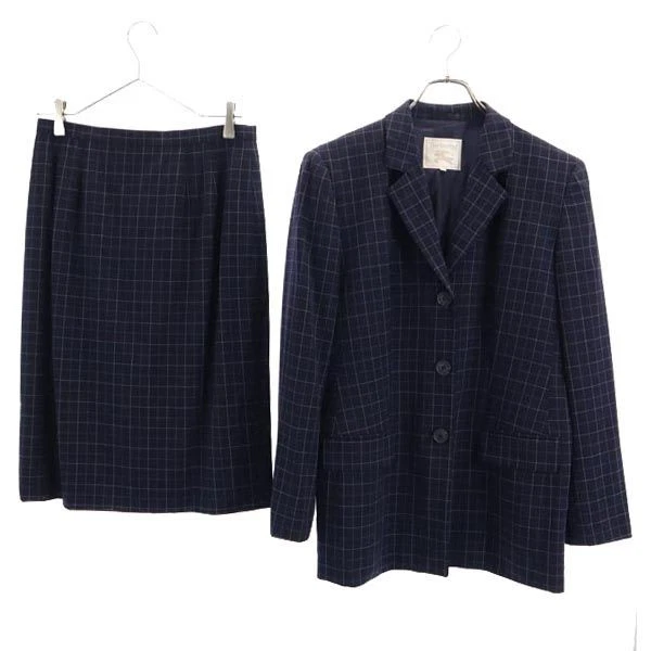 Usado Burberrys Años 90 Antiguo Sanyo Shokai Lana Cuadros Patrón Falda Traje Configuración Mujeres