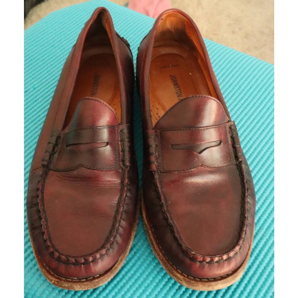 Mocasín vintage Johnston & Murphy borgoña granate de cuero sangre de buey 8,5 m trabajo Foto 3 de 4