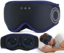 MUSICOZY Bluetooth Sleep Mask, 3D Wireless Eye Mask, 14Hr Playtime, Blue
