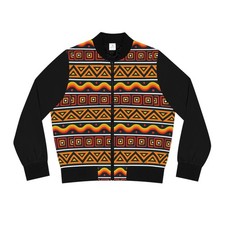 African Tribal Pattern Bomber Jacket  Geometric AOP