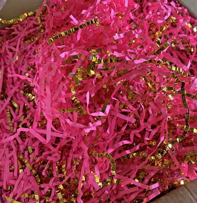 2 lbs Crinkle Cut Shredded Filler Paper Gift Wrapping & Filling  Pink/gold flour