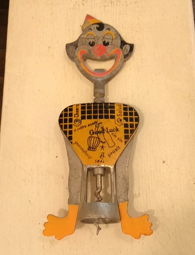 VTG 1950s CARLO GEMELLI Clown MCM Barware Corkscrew Bottle Opener Italy OFFER?👀
