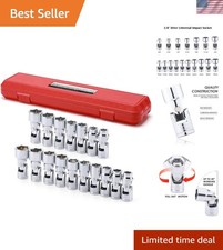 17-Piece Chrome Vanadium Socket Set - 3/8" Drive, Metric  SAE Compatibilities