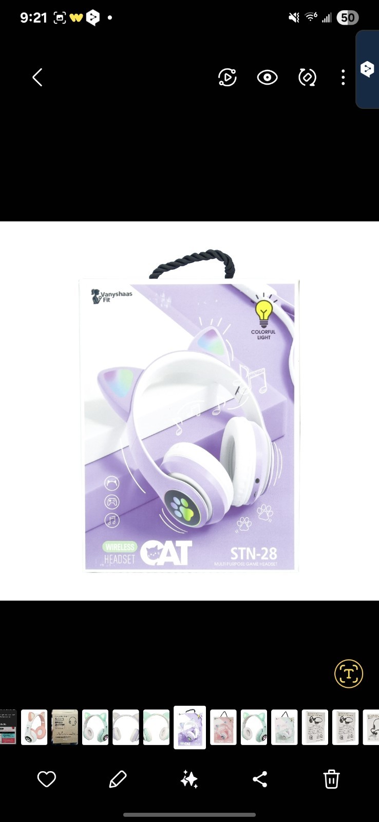 Bluetooth Wireless Headphone with Mic Cute Cat for Girl Stereo Bass Music Helmet