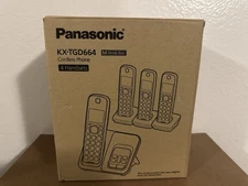 Panasonic KX-TGD664 Cordless Phone Metallic Black 4 Handsets & 1 Base~NEW in Box