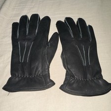 UGG Mens Black Leather Lined Wrist Gloves Siz...