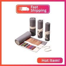 DIYOMR 12/24/36/72 Slots Pencil Wrap Pencil Rolls, Artist Colored Pencil Roll Up