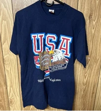 Vintage 90s USA Supporting Americas Finest Mens Large Bald Eagle Graphic T-Shirt
