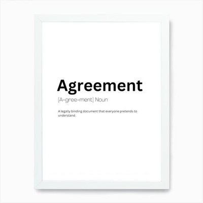 Agreement Definition Meaning Art Pr Framed Wall Art Poster Canvas Print Picture
