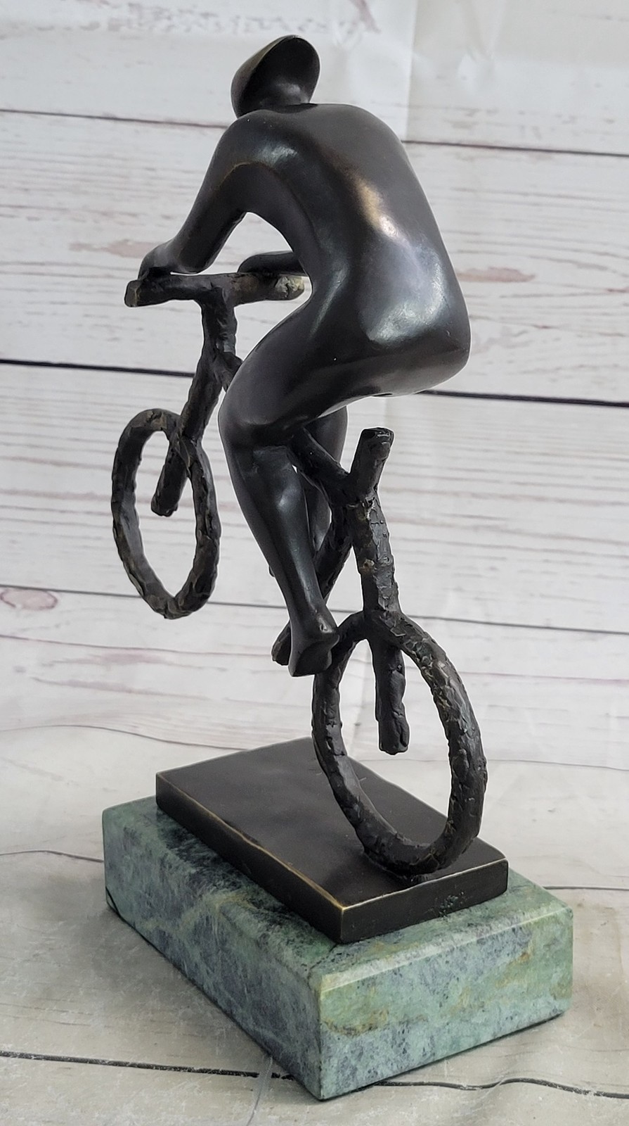 Design Ciclista Scultura " Racer " Decorazione Figura da Corsa Bici Bronzo foto 6