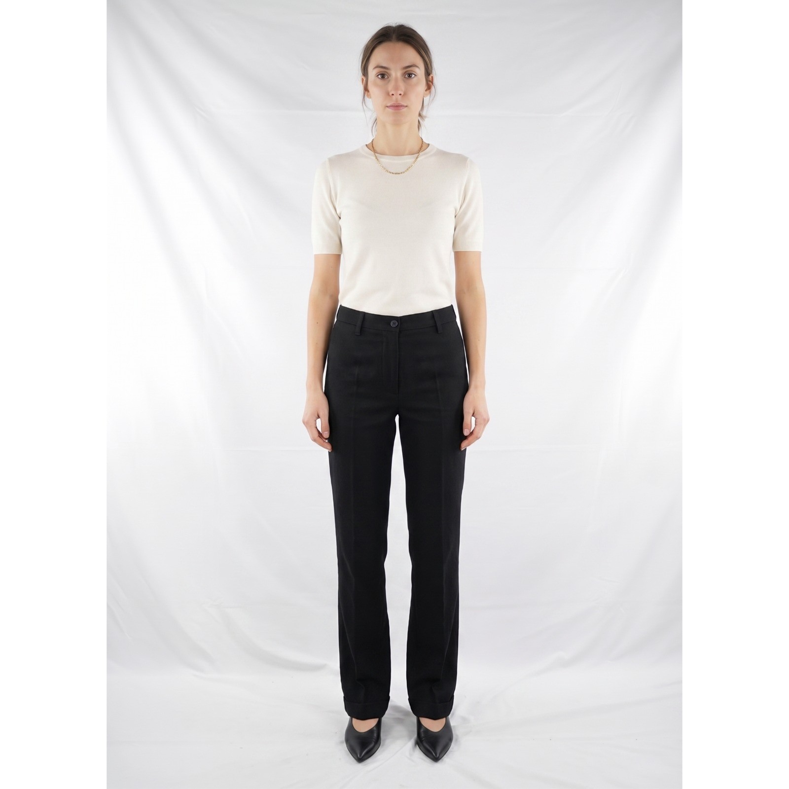 United Colors Benetton In Xs Pantalone Jersey Da Donna Nero A Bootcut Pantaloni