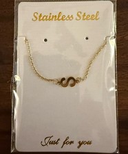 Dainty Stainless Steel Gold  S  Initial Necklace Sideways Letter Delicate NEW 