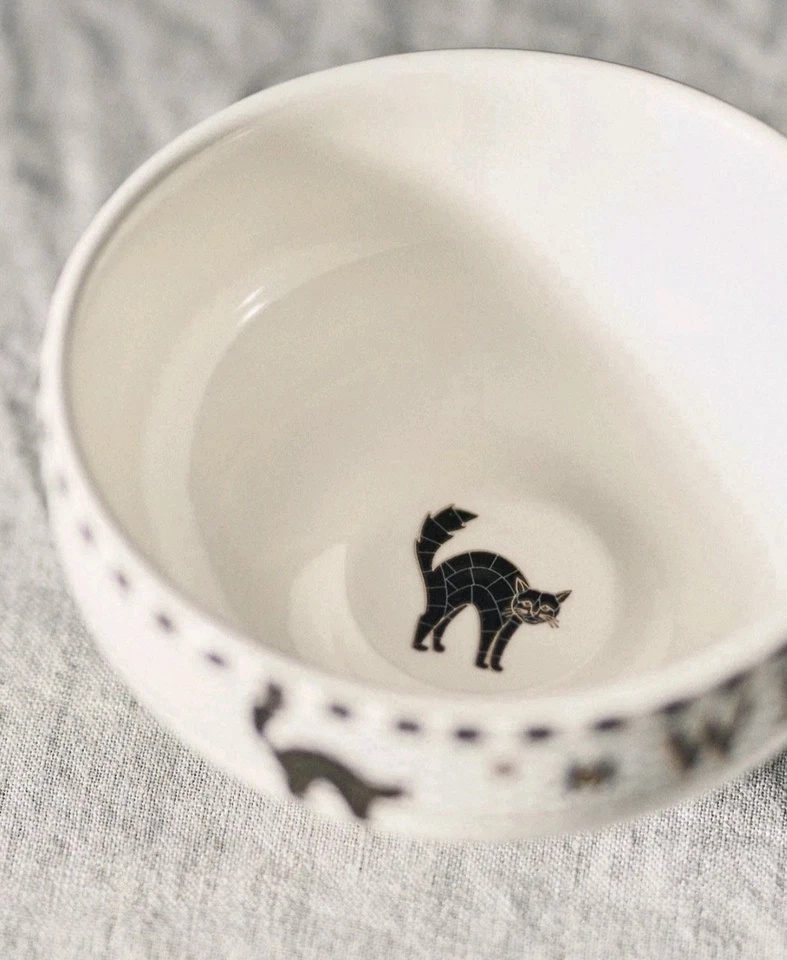 ANTHROPOLOGIE BISTRO Azulejo Negro GATOS Pequeño CUENCO DE NUECES HALLOWEEN HORA DE BRUJAS NUEVO Foto 3 de 4
