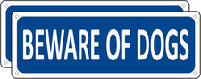 Beware of Dog Signs for Fence, 2 Pack 10" x 3.5", Sign-C07A