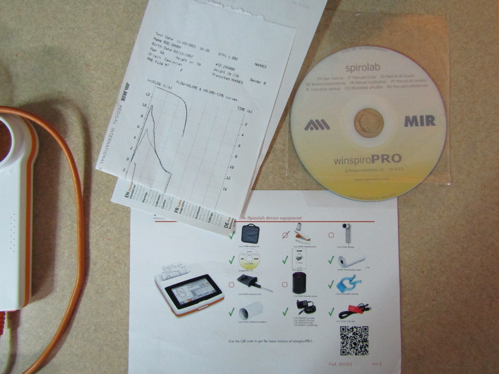 MIR Spirolab Spirometer Touchscreen Bluetooth