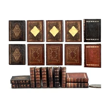 OLD LIBRARY BOOKS 10 Pc Miniature Books 1:12 Scale Dollhouse Prop Faux Books