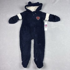 NWT Chicago Bears NFL Team Apparel Coverall Teddy Suit Plush Sherpa Infant 12 M