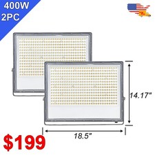 2 Pack 400W 48000Lm Outdoor Floodlight LED Flood Light Fixture Waterproof Lamps