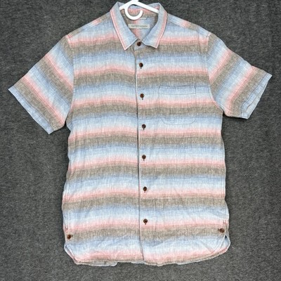 Outerknown Beachcomber Shirt Mens M multicolor stripe Hemp Tencel short sleeve