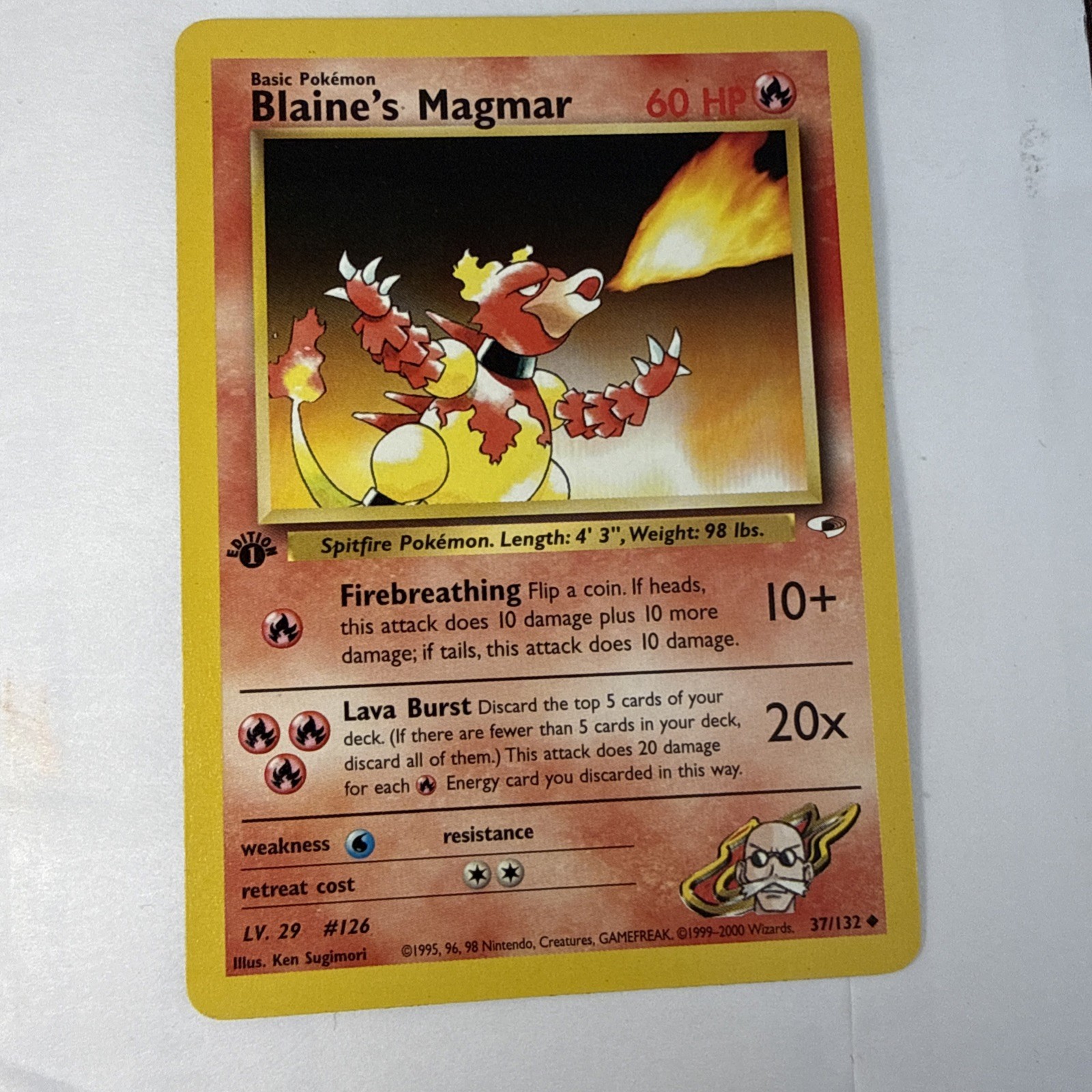 Blaine's Magmar ⭐️ 37/132 Uncommon Gym Heroes 2000 Pokemon 1st Edition NM