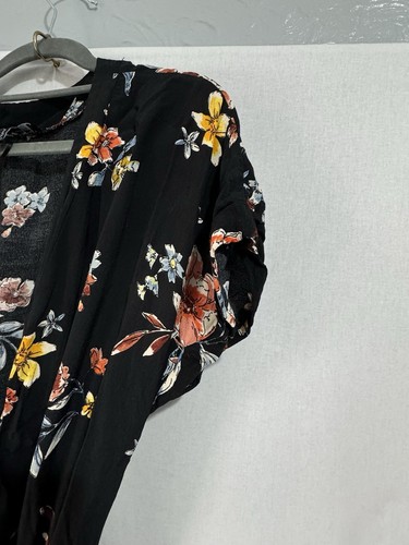 New Look Black Floral Culotte one piece Jumpsuit Size Uk 14 - Picture 8 of 9