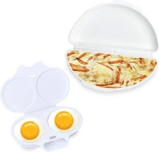 Easy Egg Breakfast Set Akamino Microwave Omelet Pan and Poacher - White 