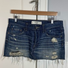 VINTAGE VTG Abercrombie  Fitch Y2K Low Rise Denim Micro Mini Skirt Size 29 8