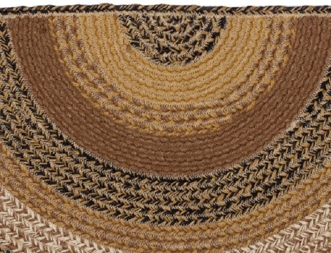 Alfombra trenzada para hogar o puerta ecológica marrón medio círculo 33" L Kettle Grove Foto 4 de 4