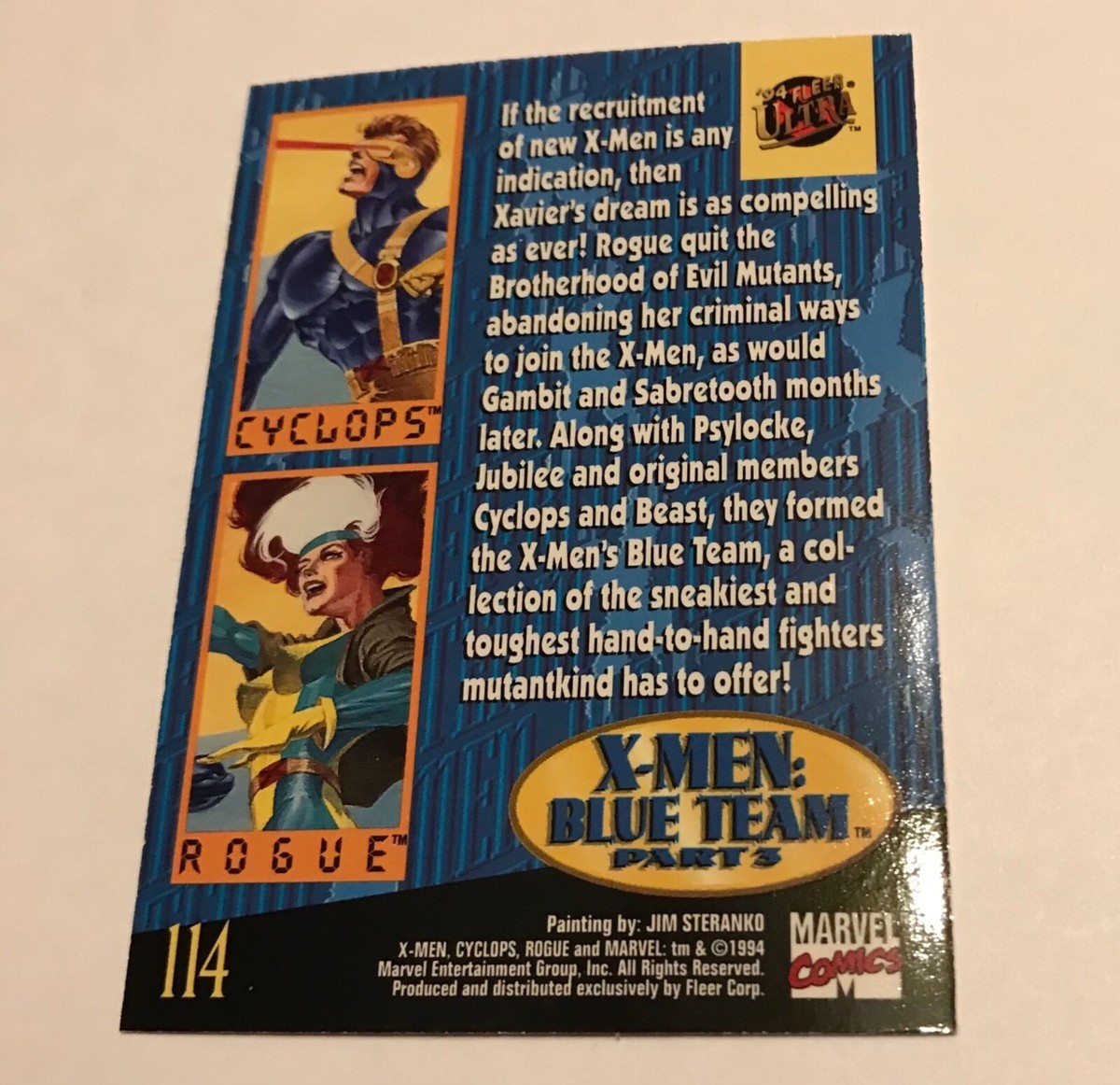 ヴァイスシュヴァルツ SP X-MEN X-MEN BLUE TEAM #114 card; '94 Marvel Fleer Ultra X-men Nm
