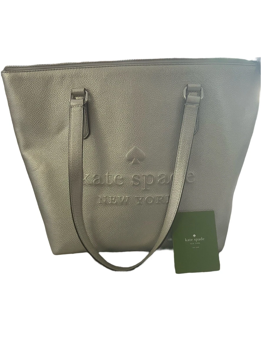 NWT Kate Spade Leather Penny Larchmont Avenue Logo Tote Silver tone hardware