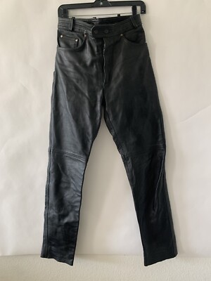 Vintage Joe Rocket Black Leather Motorcycle Pants 28x42 Size: 28