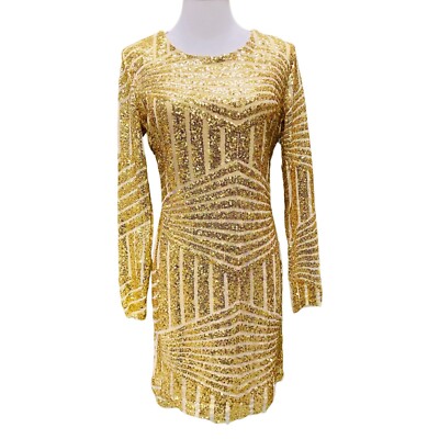 Boohoo Womens Bodycon Dress Gold Sequin Size 14 Long Sleeve Open Back |  eBay Australia