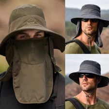 Men Women Breathable Bucket Fishing Sun Hats Boonie Wide Brim UV Protection Cap