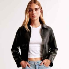 Real Lambskin Leather Jacket Black Casual Daily Office Short Cut Workwear XS-4XL