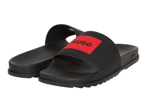 HUGO BOSS Match_it_Slid_ph Slides with Red Logo Patch in Black 50471371 001 | eBay