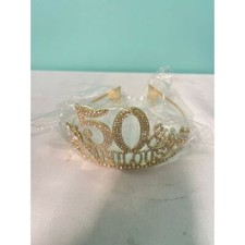 Elegant Gold '50' Rhinestone Birthday Tiara Crown - Celebration Headpiece