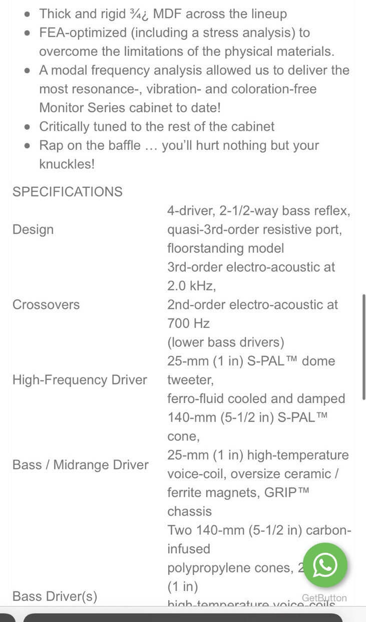 Paradigm speakers monitor 9 S7 Floor standing Speakers, Excellent