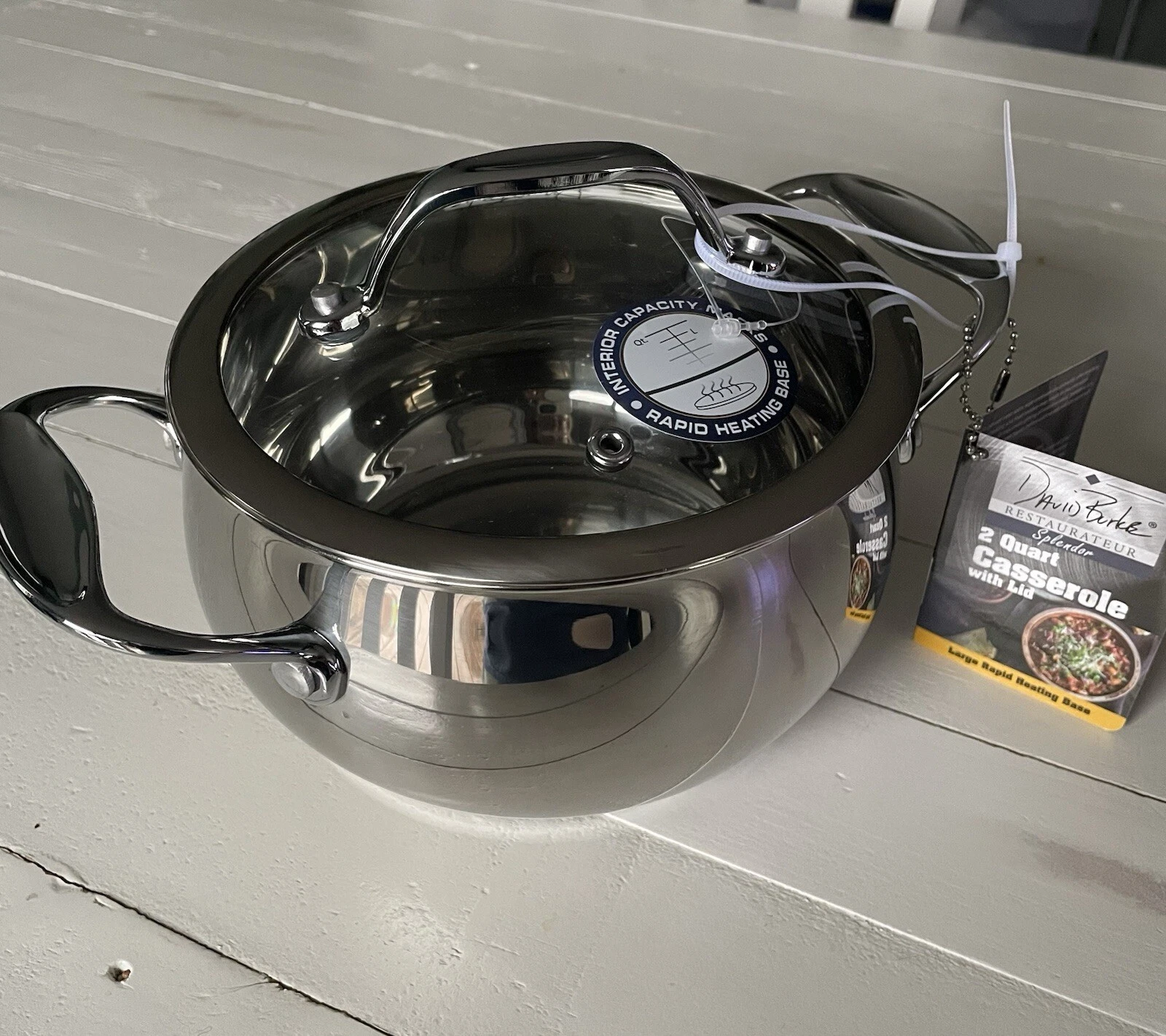 David Burke 2 Qt Stainless Steel Casserole With Lid Splendor Series 500F NEW