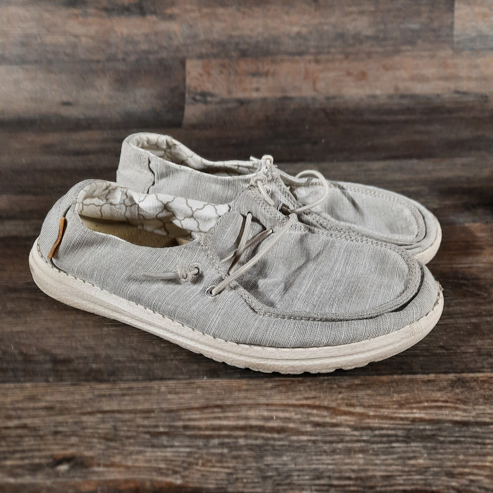 Scarpe slip on giovani Hey Dude Wendy taglia 2 3 grigio bianco casual leggere LOTTO 2